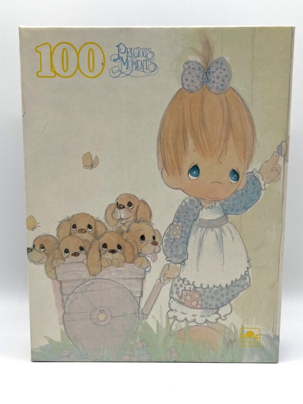 Golden Precious Moments Girl and Puppies 100 Pc Puzzle 11.5" X 15" VTG 90s New
